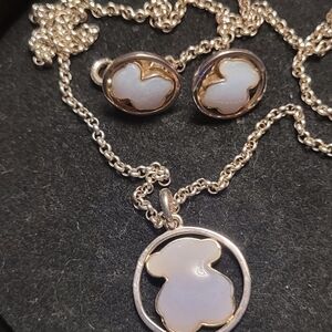 Original Tous Elegant Silver and Blue Jewelry Set!Light Blue!